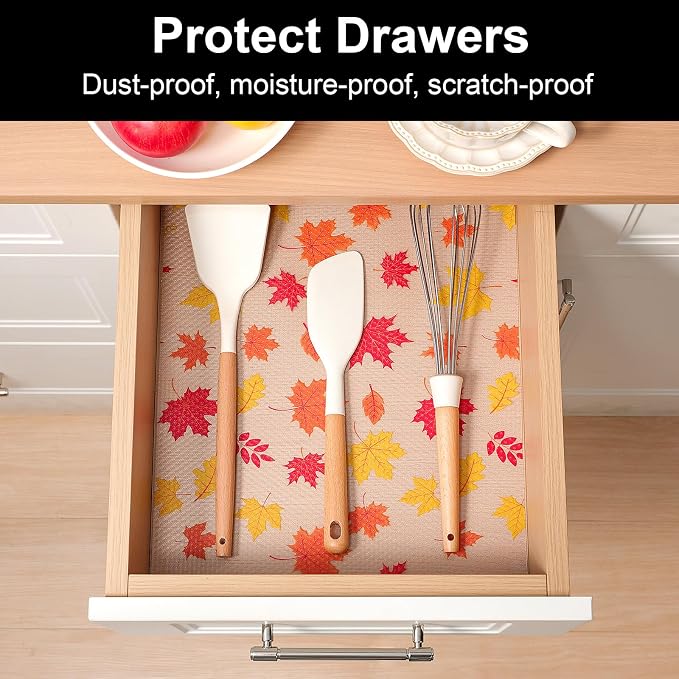 Cooyes Fall Maple Leaf Shelf Liner, Non-Adhesive Waterproof Drawer Liner - Image 5