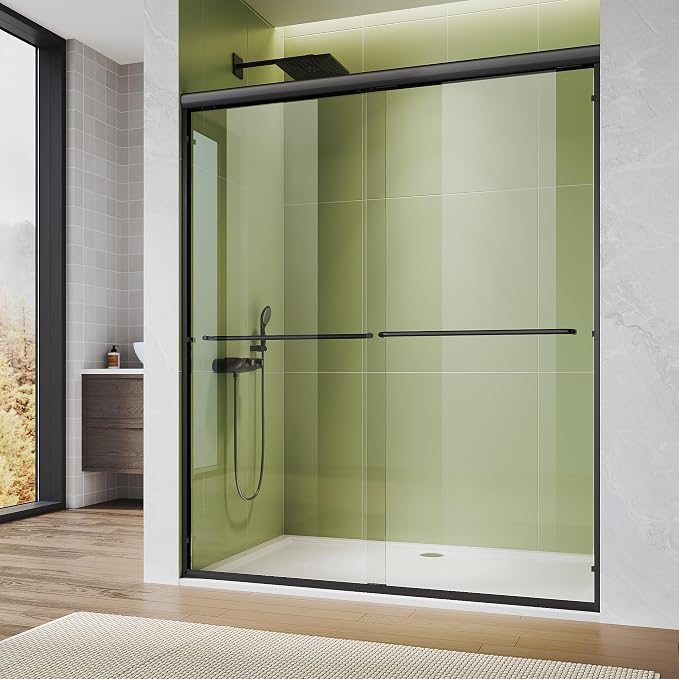 ELEGANT Double Sliding Shower Door 56-60" W x 72" H, Semi-Frameless Bypass by ELEGANT