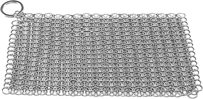 Cast Iron Scrubber 316 Stainless Steel Skillet Cleaner 8"x6" Chainmail Scrubber - Image 10