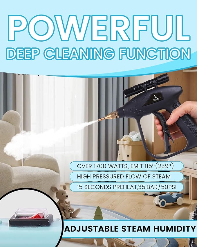 FoundGo 1700W Tankless Handheld Steam Cleaner - Image 3