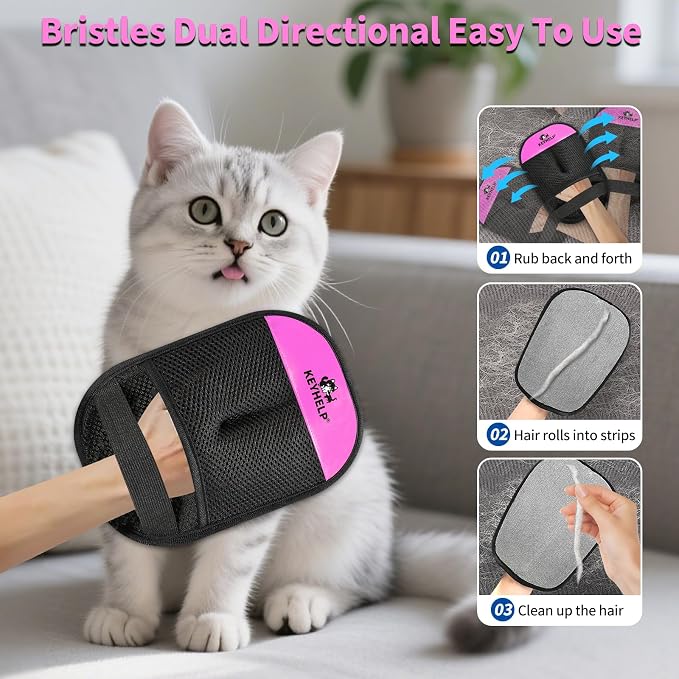Pet Hair Removal Glove for Dogs & Cats, Newly Upgraded Reusable Electrostatic - Image 3