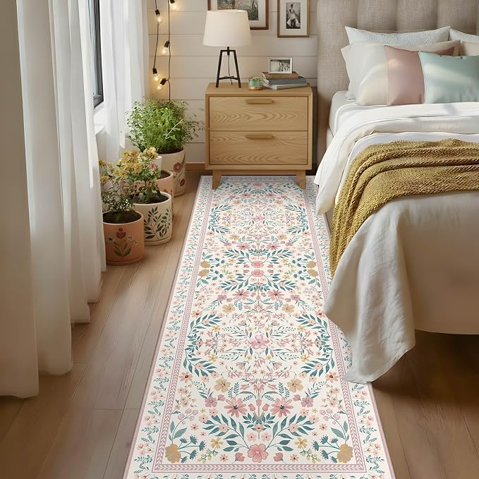 2x6 Floral Runner Rug, Washable Runners - Image 3