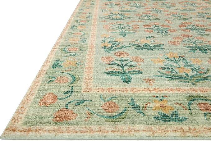 Loloi Rifle Paper Co. Eden Collection EDE-01 Mughal Rose Moss 3'-6" x 5'-6" Accent Rug feat. CloudPile™