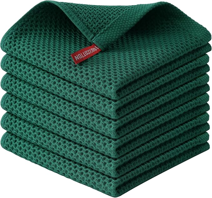 Kitinjoy 100% Cotton Kitchen Dish Cloths, 6 Pack Waffle Weave Ultra Soft by Kitinjoy