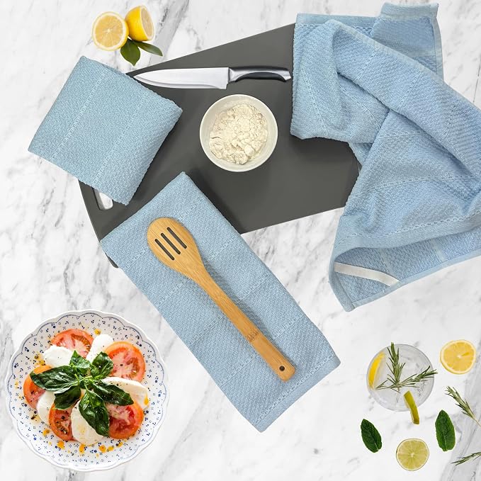 Serafina Home Coastal Sky Light Blue Kitchen Hand Dish Towels: Oversized 28" x - Image 2