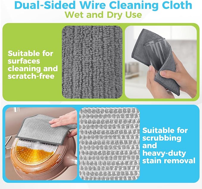 AIDEA Non Scratch Wire Dishcloth 24PK, Upgraded Wire Dishwashing Rag - Image 3