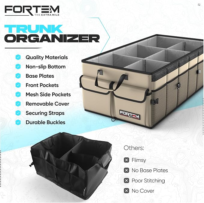 FORTEM Trunk Organizer For SUV Car Trunk Organizer, Foldable Storage, Car - Image 7