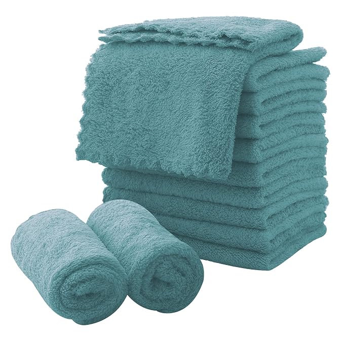 MOONQUEEN Microfiber Facial Cloths Fast Drying Washcloth 12 Pack by MOONQUEEN