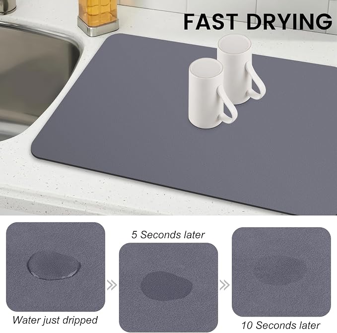 WISELIFE Dish Drying Mat Super Absorbent Drying Mat Large Dish Drying Mats - Image 4