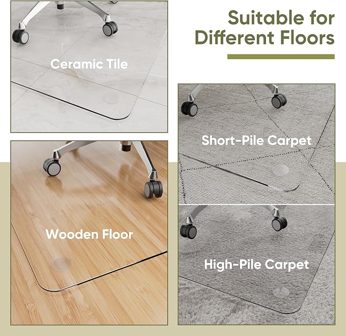 Office Chair Mat for Carpet & Hardwood, Upgraded 36" x 48" Dual Use Tempered - Image 5