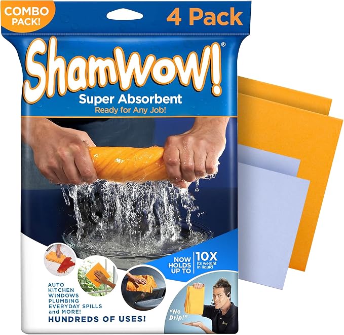 ShamWow Original Super Absorbent Multi-Purpose Cleaning Shammy Chamois Towel by Shamwow