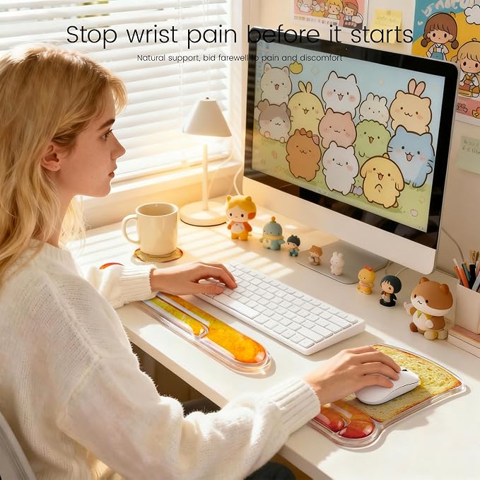 Ospelelf Mouse Pad with Wrist Rest and Ergonomic Gel Keyboard Hand Wrist - Image 6