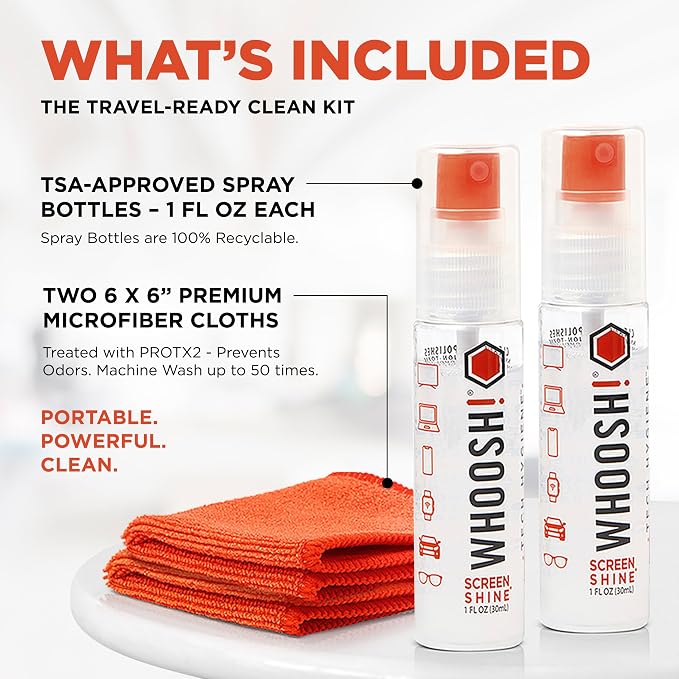 WHOOSH! Screen Shine Go 2-Pack – Two 1 fl oz Refillable Touchscreen Cleaners - Image 2