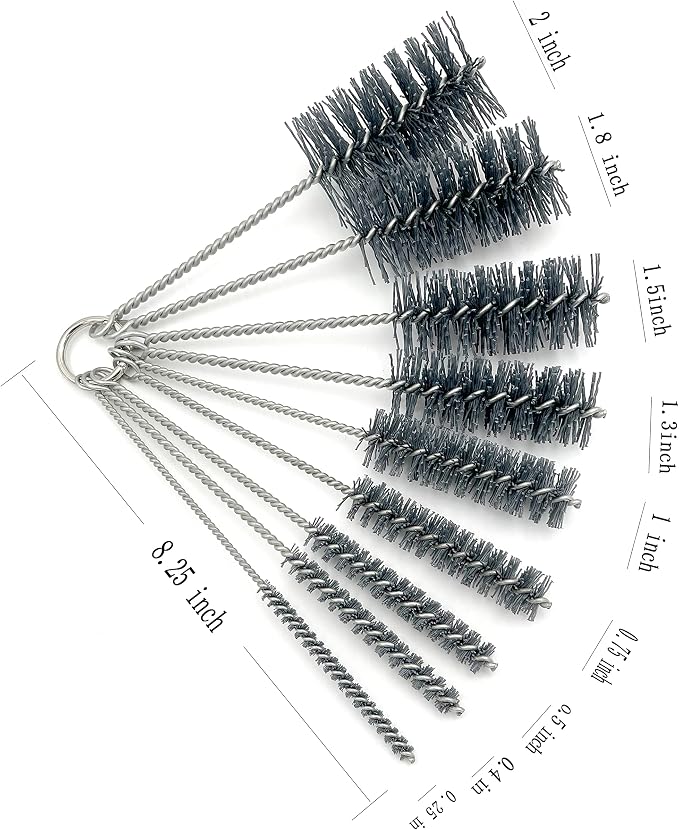 Pipe Cleaning Brush Set Abrasive Filament, 9 Piece Variety Pack - Image 2