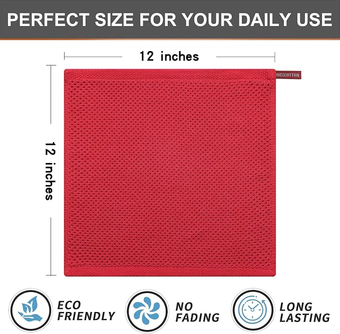 Kitinjoy 100% Cotton Kitchen Dish Cloths, 8 Pack Waffle Weave Ultra Soft - Image 5