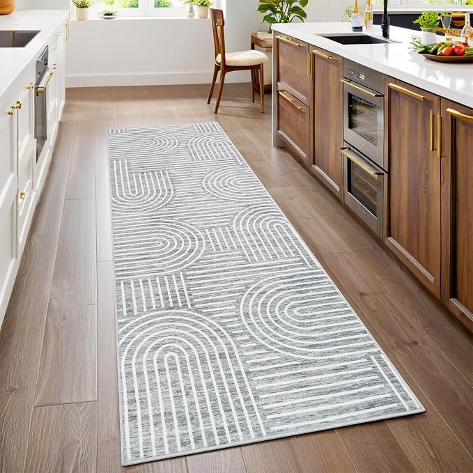Modern Rug 2.5x10 Runners for Hallways, Abstract Kitchen Runner Rugs Non Slip by ROYHOME