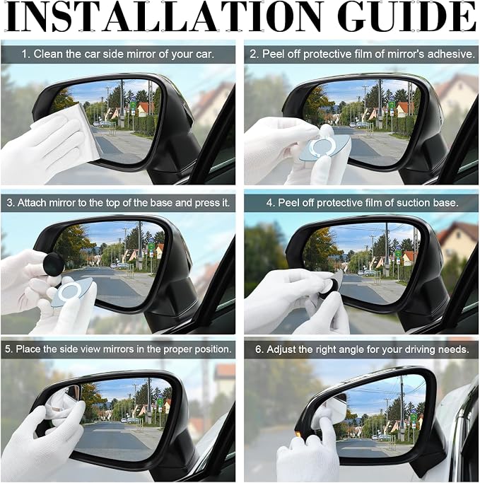 LivTee Blind Spot Car Mirror，Asymmetric Fan Shaped HD Glass Frameless Convex - Image 5