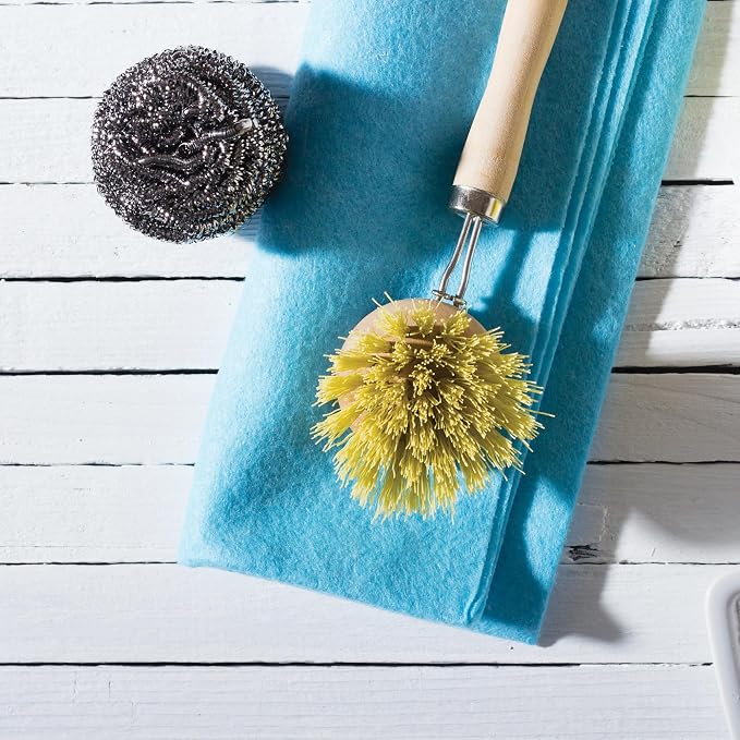 HIC Kitchen Natural Bristle Veggie Dish Scrub Brush, Non-Scratch Natural - Image 6