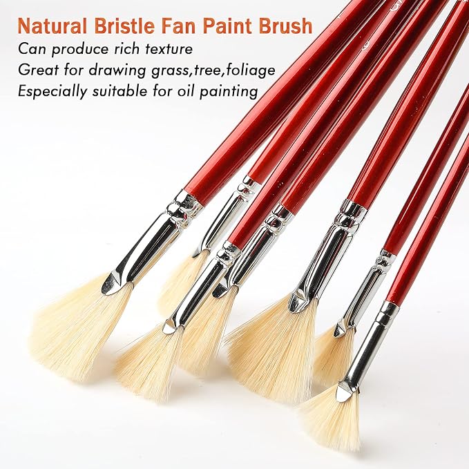 Fan Brush for Painting, 7 Pieces Fan Brush Set - Image 3