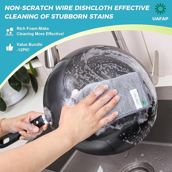 12 Pcs New Upgrade 3-Layer Non Scratch Wire Dishcloth, Cleans Fast Without - Image 4