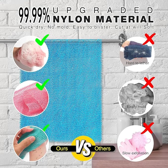 UJFQBH 3 Pieces African exfoliating net African Net Long Net Bath Sponge - Image 2