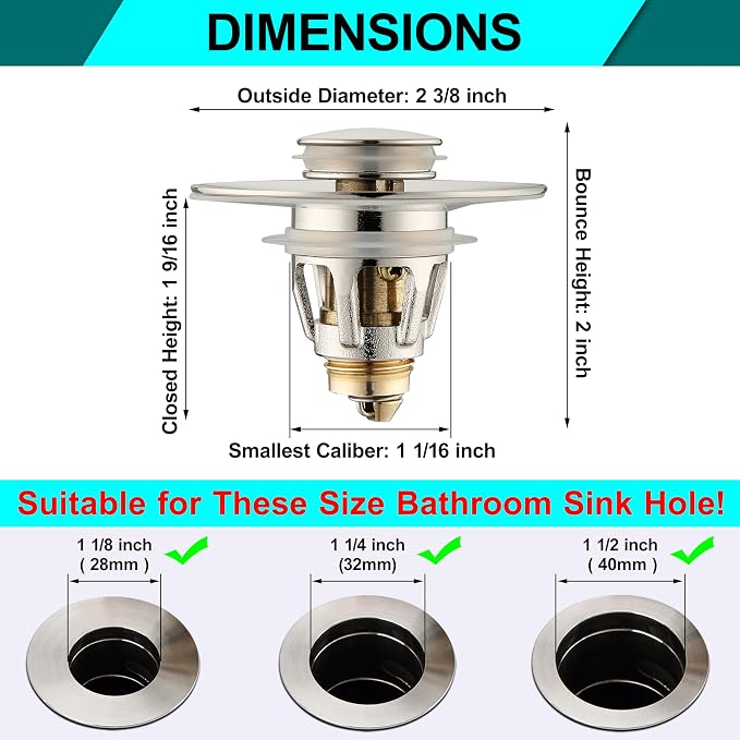Universal Bathroom Sink Stopper - Image 2