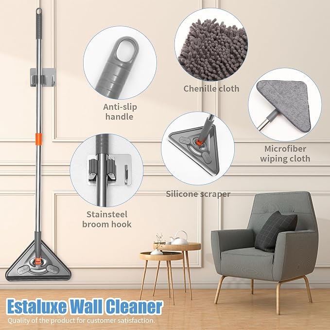 85" Wall Mop Cleaner with Long Handle and Stainless Steel Hook - Image 6