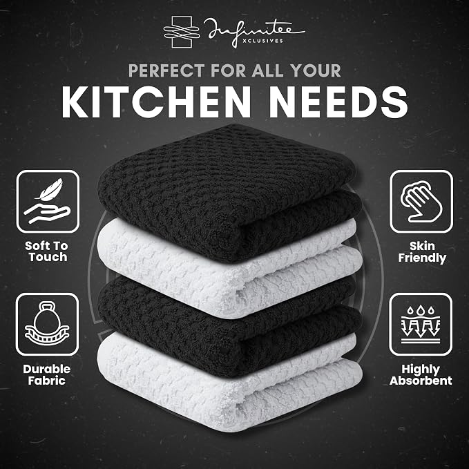 Infinitee Xclusives Premium Dish Cloth 100% Cotton 12 x 12 Inches |Pack of 4| - Image 5