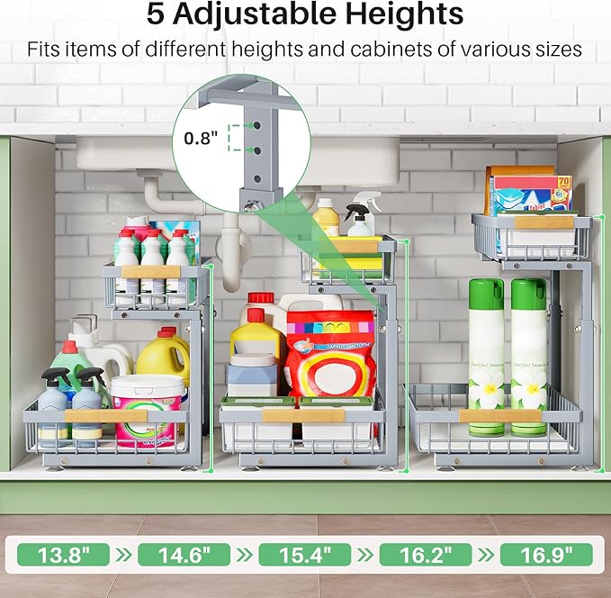 Under Sink Organizer, 2 Packs 2 Tier Under Sink Organizers and Storage - Image 7
