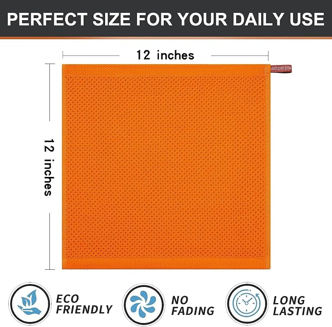 Kitinjoy 100% Cotton Kitchen Dish Cloths, 12 Pack Waffle Weave Ultra Soft - Image 5