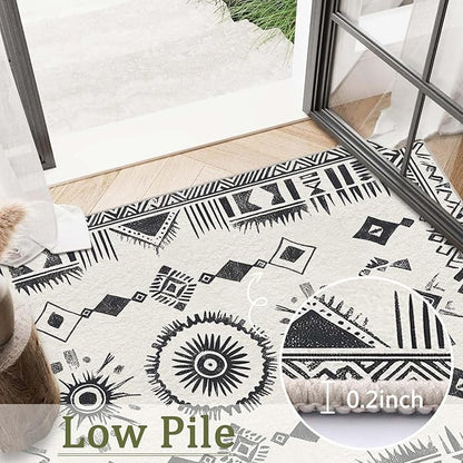 5x7 Western Area Rug Southwestern Tribal Black White Rug Non Slip Low Pile Large Carpet for Home Kitchen Living Room Bedroom Dining Room Office