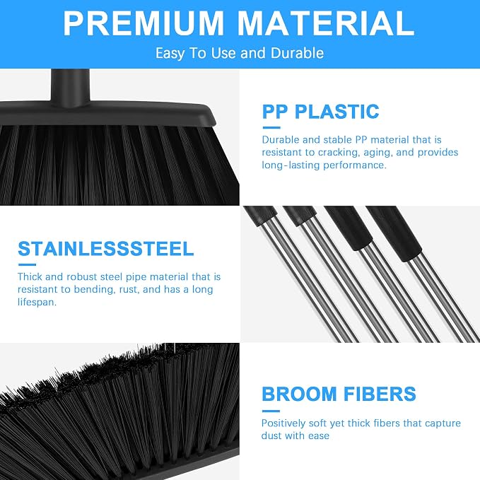 Heavy Duty Angle Broom, 55-Inch Long Handle Extra Wide 12.6 Inch Head, - Image 3