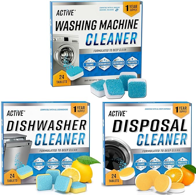 Washing Machine Dishwasher & Disposal Cleaning Tablets by ACTIVE
