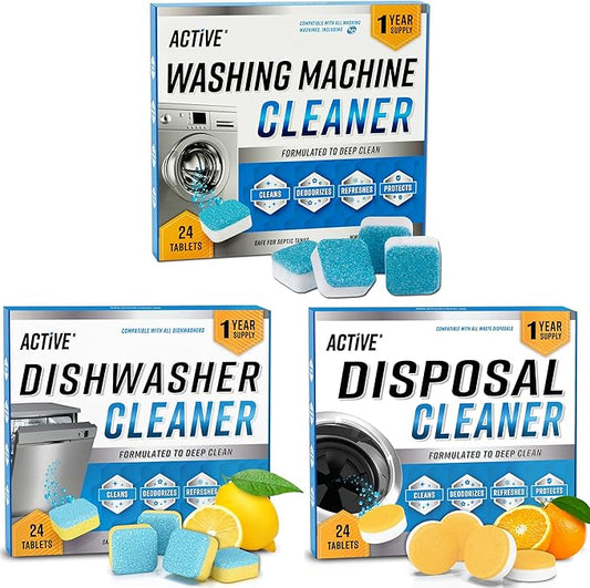 Washing Machine Dishwasher & Disposal Cleaning Tablets by ACTIVE