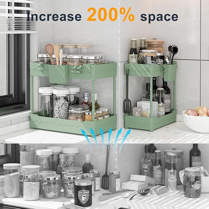 2 Pack Under Sink Organizer, Under Bathroom Cabinet Organizer - Image 2
