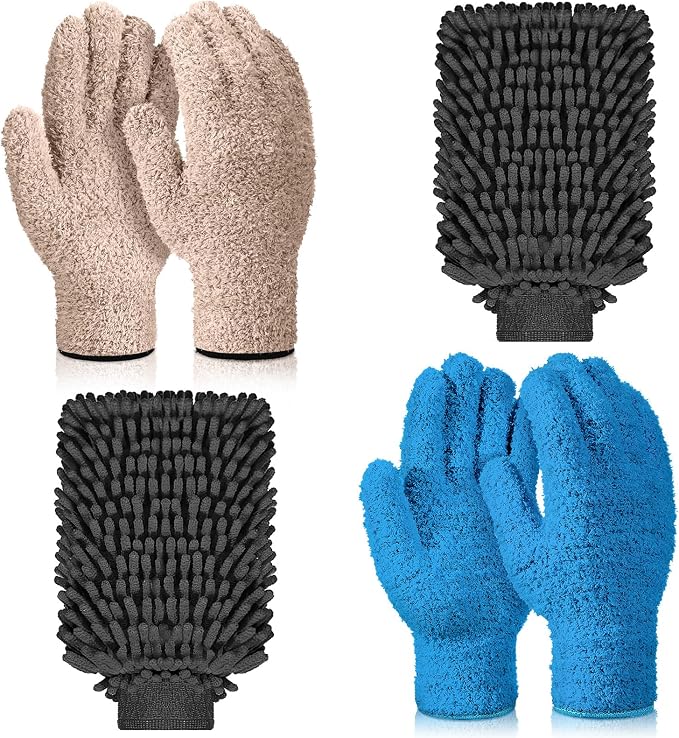 6 Pcs Microfiber Dusting Mitt Gloves by Potchen
