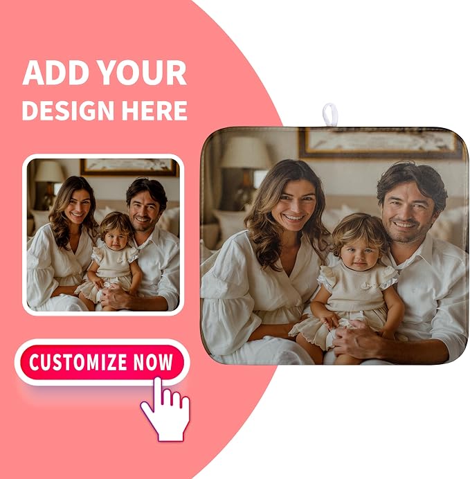Custom Drying Mat with Picture Text Personalized Photo Dish Drying Mats - Image 2