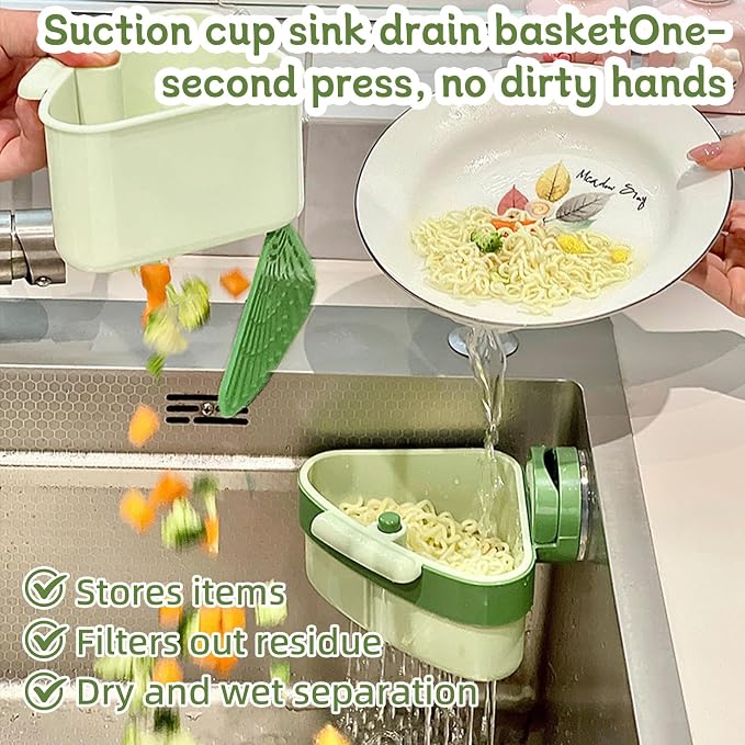 Suction Cup Sink Corner Rack 2026 Upgrade Corner Sink Strainer Basket Automatic - Image 5