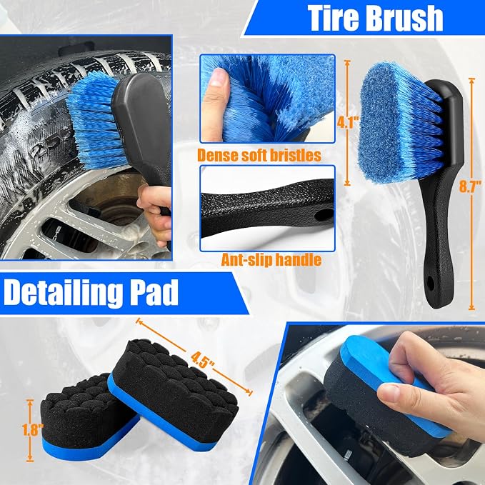 Wheel Brush Kit, Soft Drill Wheel Cleaner Brush, Tire Brush, Detailing Brush - Image 7