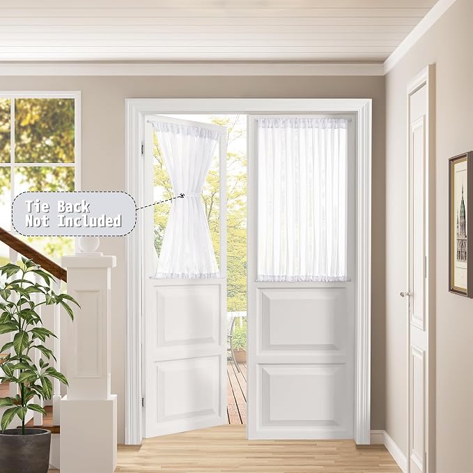 Tollpiz Short Sheer Door Curtains Closet Linen Textured Curtains Sheer Doorway - Image 2