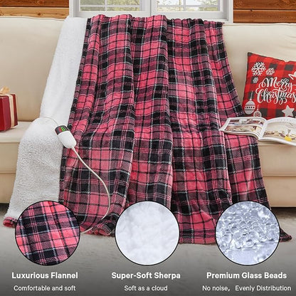 Pink Heated Weighted Blanket for Adults Queen Size 15Lbs 60"x80", 2-in-1 Electric Heating Pad Lap Heavy Blanket for 140-160lbs for Couch Bed, 10 Level 1-8H Auto Off, Birthday Gifts for Women Mom Girls