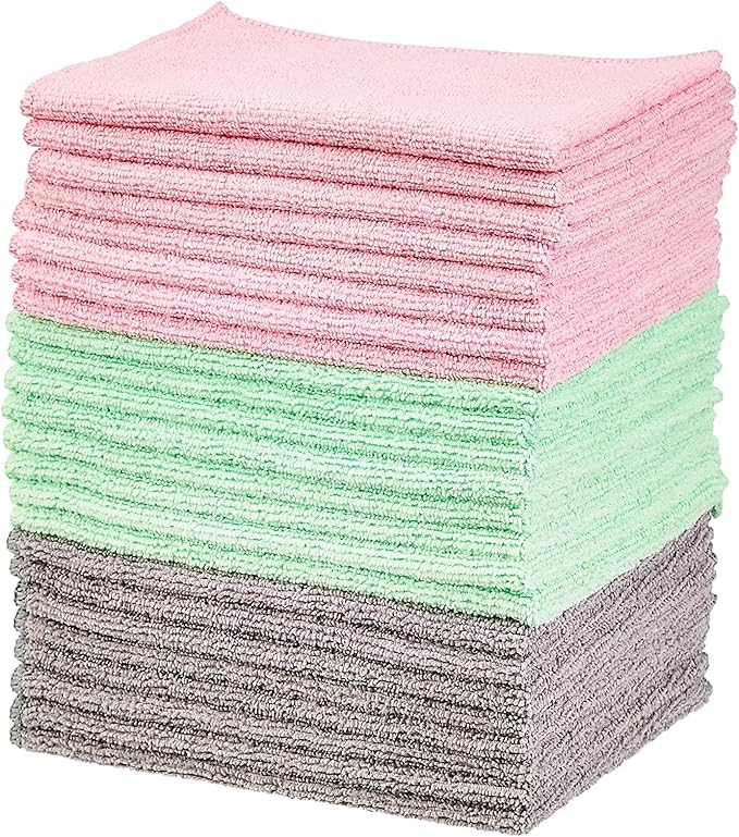 Amazon Basics Microfiber Cleaning Cloths, Ultra Soft and Absorbent, Free from by AmazonBasics