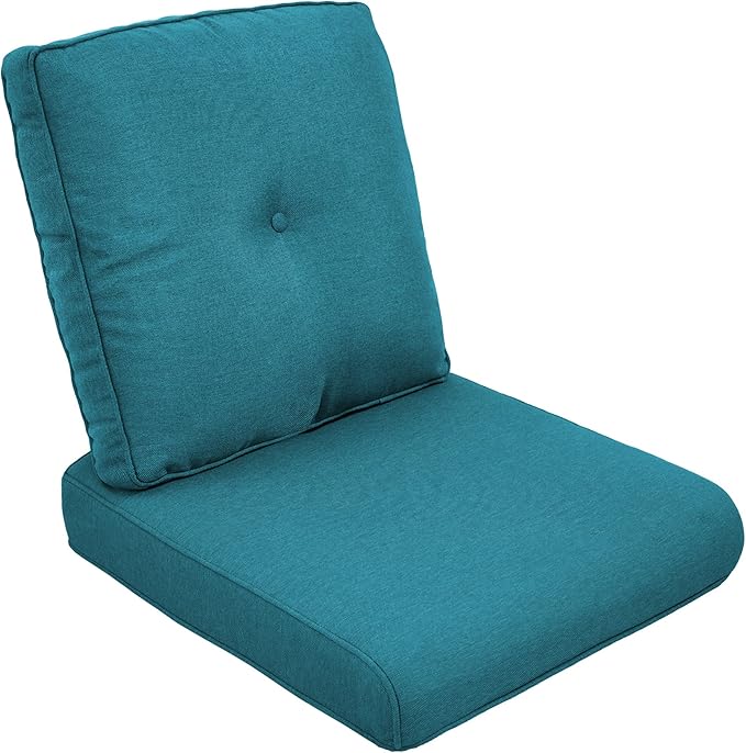 Outdoor Chair Cushions - 22" x 25" x 4" Patio Furniture Cushions with Water Resistant & Removable Cover, 28D High Density Sponge Patio Cushion for Outdoor Furniture Couch Rocker Chair, Peacock Green