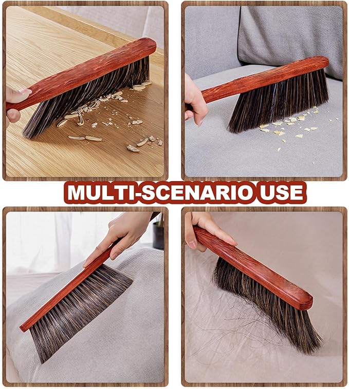 Hand Broom Counter Brush with Wood Handle Soft Bristle Dusting Brush - Image 6
