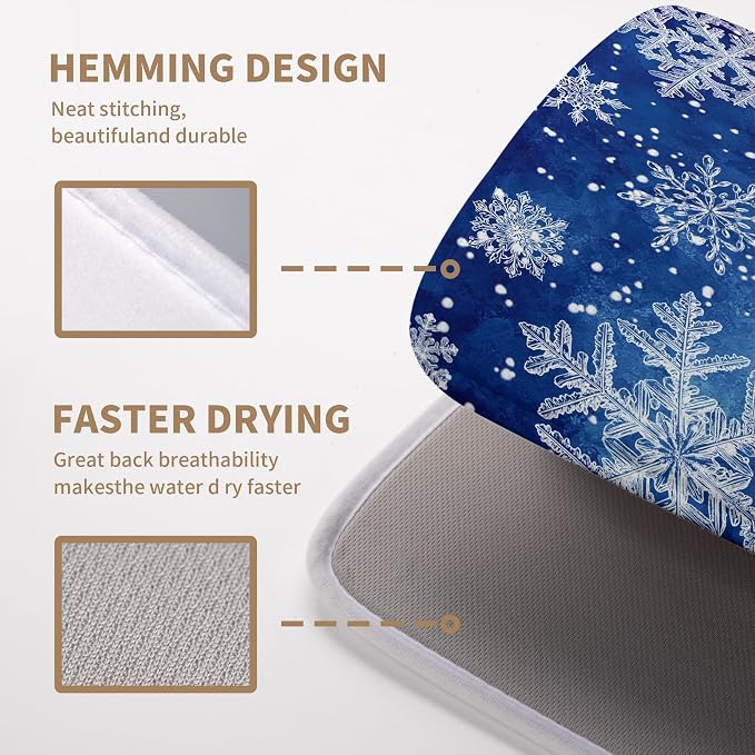 Winter Blue Snowflake Dish Drying Mat - Image 4