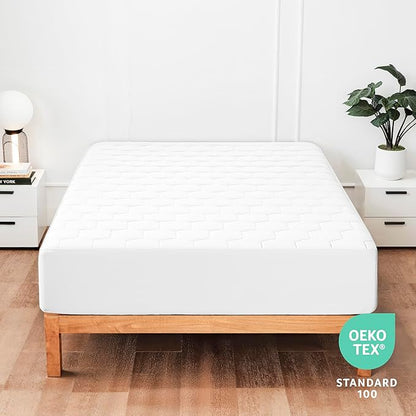 Hearth & Harbor Queen Size Quilted Fitted Mattress Pad Cover, 100% Waterproof Mattress Protectors, Deep Pocket Fitted Mattress Cover 8" - 21" (60" x 80", White)