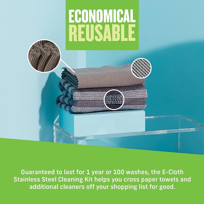 E-Cloth Stainless Steel Microfiber Cleaning Cloth Kit - Image 5