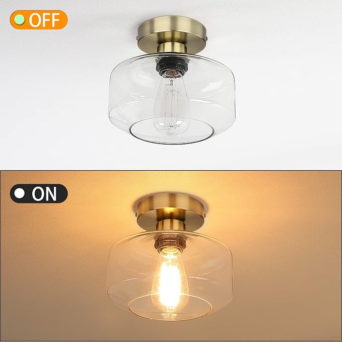 MAXvolador Industrial Semi Flush Mount Ceiling Light Brass, Farmhouse Lighting - Image 4
