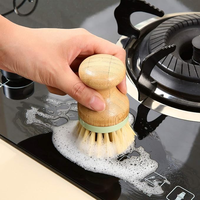 4 Pieces Bamboo Dish Scrub Brush - Image 6