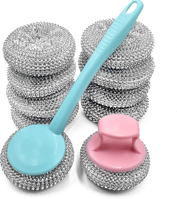 HONGYUTAI 10 Pack Stainless Steel Sponges, Scrubbing Scouring Pad, Steel Wool by HONGYUTAI